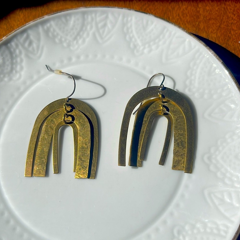 Gold Arch Dangle Earrings